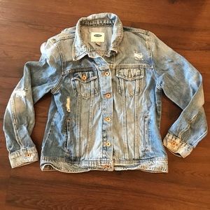 Old Navy Distressed Denim Jean Jacket